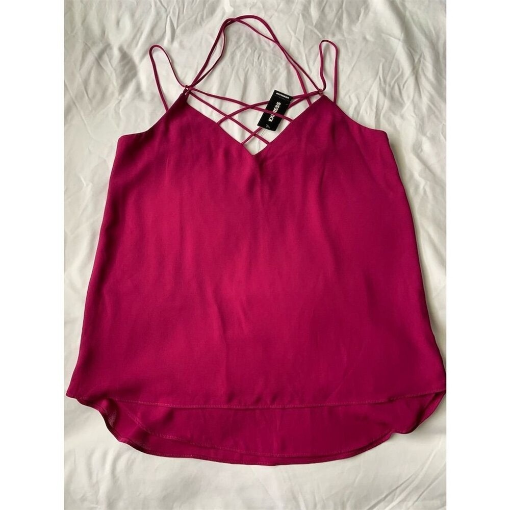 Express Womens XS Pink Strappy Crisscross Cami Tank Top Sleeveless V-Neck